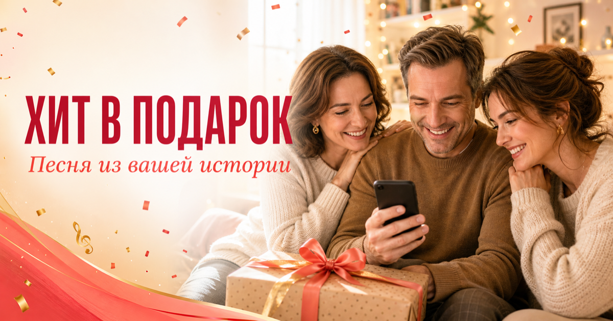 Близкие люди с улыбкой слушают персональную песню